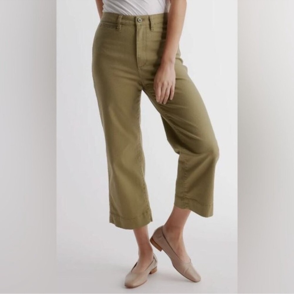 Quince Women's Stretch Cotton Twill Wide-Leg Crop Pants Size 31